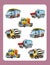 Cartoon guessing game for little kids with colorful industry cars joining pairs