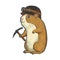 Cartoon guinea pig miner sketch vector