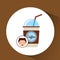 cartoon guy with cup coffee cover straw design icon
