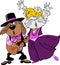 Cartoon gypsy animals singing and dancing vector illustration