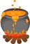 Cartoon Halloween cauldron isolated on white background