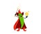 Cartoon Halloween green pea vegetable wizard