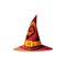 Cartoon Halloween hat of witch magician or warlock