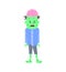 Cartoon Halloween Kid Costume Green Monster. Vector