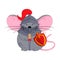 Cartoon halloween knight mouse. Funny illustration. Isolated.