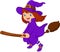 Cartoon Halloween little witch flying