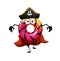 Cartoon Halloween pirate donut character, vector