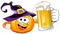 Cartoon halloween pumpkin beer