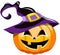 Cartoon halloween pumpkin witch hat