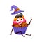 Cartoon Halloween purple witch cupcake, vector