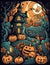 Cartoon Halloween spooky house. Mystic Clipart