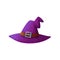 Cartoon Halloween witch hat. Witch hat with buckle isolated on white background. Design element for Halloween.