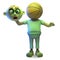 Cartoon Halloween zombie monster has been decapitated and has a basketball for a head, 3d illustration