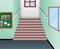 Cartoon hallway interior of school staircase