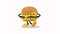 Cartoon hamburger 2d animation. Looped character animation. Perfect for sign, menus, restaurants, cafes. Flat design