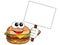 Cartoon hamburger character blank banner isolated