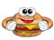 Cartoon hamburger character hands hips