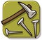 Cartoon hammer with straight nails vector icon