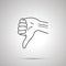 Cartoon hand in dislike gesture, simple outline icon