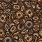 Cartoon hand-drawn chocolate donuts seamless pattern