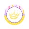 Cartoon hand drawn Crown icon for a little Princess or Prince. Baby shower tag, sticker