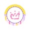 Cartoon hand drawn Crown icon for a little Princess or Prince. Baby shower tag, sticker