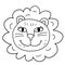 Cartoon hand drawn doodle childlike lion face, head  lion muzzle.