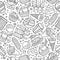 Cartoon hand-drawn ice cream doodles seamless pattern