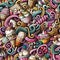 Cartoon hand-drawn ice cream doodles seamless pattern