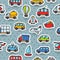 Cartoon hand drawn transport seamless pattern