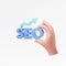 Cartoon hand hold SEO logo for Search Engine Optimization and internet marketing on white background 3d render illustration