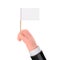 Cartoon Hand Holding Blank Mini Paper Pointer Flag Mockup. 3d Rendering