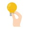 cartoon hand holding bulb light