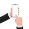 Cartoon Hand Holding Mobile Phone Mockup. 3d Rendering