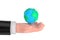 Cartoon Hand Holding Plasticine Earth Globe. 3d Rendering