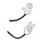 Cartoon Hand in White Glove Gesturing Waving and Showing V Sign Vector Set