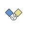 Cartoon handshake icon. Flat design icon. Colorful flat vector illustration. Isolated on white background.
