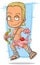 Cartoon handsome blond cupid