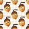 Cartoon Happy Acorn Seamless Pattern