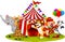 Cartoon happy animal circus and clown