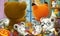 Cartoon happy animals in kindergarten halloween illustration