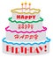 Cartoon Happy Birthday Cake with message