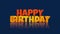 Cartoon Happy Birthday text on blue fashion gradient