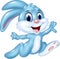 Cartoon happy bunny running on white background