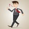 Cartoon happy businessman walking and whistler