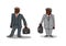 Cartoon happy businessmen with briefcases