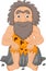 Cartoon happy caveman sitting