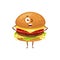 Cartoon happy cheeseburger character, junk meal