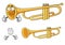 Cartoon happy classic brass trumpet character