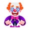 Cartoon Happy Clown Entertains Children Vector Illustration